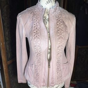 XCVI Rose Pink Full Zip Blouse / Light Jacket‎ Women's Shirt Size S